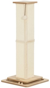 PawHut Poste Arranhador para Gatos 87 cm Arranhador para Gatos com Bola Suspensa Trilho com Bola e Poste de Sisal Bege e Madeira