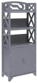 Armário de casa de banho 46x24x116cm madeira paulownia cinzento