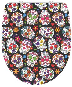 435115 SCHÜTTE Assento de sanita brilhante fecho suave CRAZY SKULL duroplast