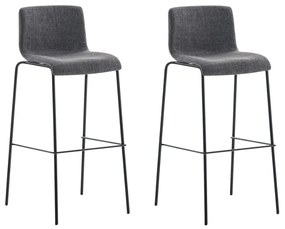 Conjunto de 2 bancos de bar Hoover em tecido e com estrutura preta 43 x 100 x 48 cm Cinzento