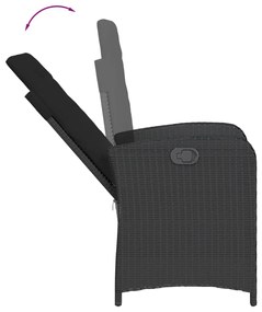 5 pcs conjunto de jantar p/ jardim c/ almofadões vime PE preto
