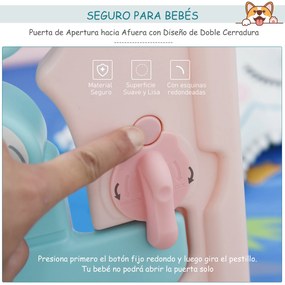 HOMCOM Parque infantil redondo Parque infantil de segurança para bebês Berço com Tapete Brinquedos divertidos Trava Dupla Altura 65,5 cm rosa e azul