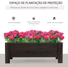 Floreira de Madeira Retangular com Pés para Flores Plantas Cultivos 100x36,5x36cm Castanho