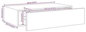 Prateleira de parede com gaveta MDF 40x23,5x10 cm cinzento