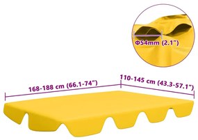 Toldo suplente baloiço jardim 188/168x145/110 cm amarelo