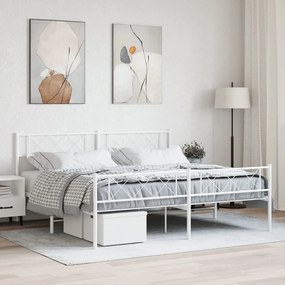 Estrutura de cama com cabeceira e pés 180x200 cm metal branco