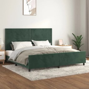 Estrutura de cama sem colchão 200x200 cm veludo verde-escuro