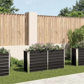 Canteiro elevado jardim aço galvanizado 160x40x77cm antracite