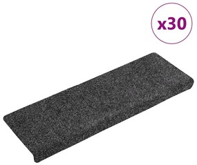 Tapetes de escada autoadesivos 30 pcs 65x21x4 cm cinzento