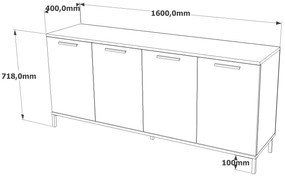 Console RL4 – Atlantic Pine Anthracite – 160 cm x 71,8 cm x 40 cm