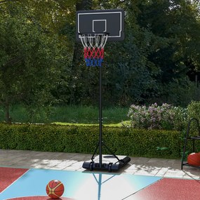 Cesto de basquetebol para exterior com altura ajustável de 182-213/220-250 cm, cesto de basquetebol com base e Rodas, preto