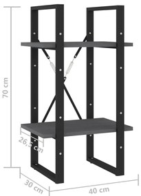 Estante com 2 prateleiras 40x30x70 cm pinho maciço cinzento