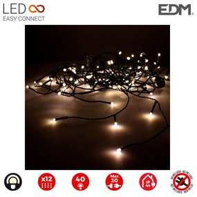 Cortina de Luzes LED Edm Icicle Easy-connect Branco Quente (200 X 50 cm)