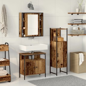 Conjunto de Móveis para Casa de Banho 3 Peças Madeira Velha