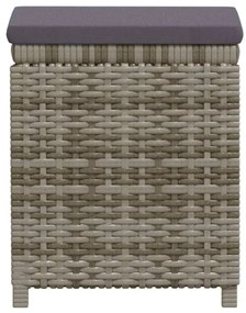 7 pcs conjunto lounge de jardim c/ almofadões vime PE cinzento