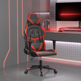 Cadeira gaming massagens couro artificial preto e vermelho