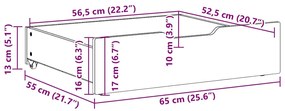 Gavetas para cama com rodas 2 pcs 65x55x17 cm pinho maciço