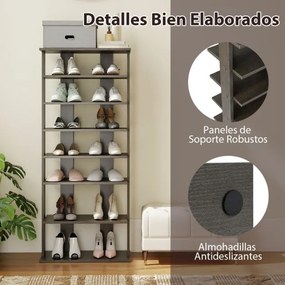 Sapateira vertical para sapatos 47 x 25,5 x 110 cm com 7 níveis Cinzenta