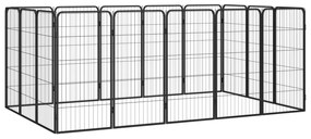 vidaXL Parque p/ cães c/ 16 painéis 50x100 cm aço revestido a pó preto