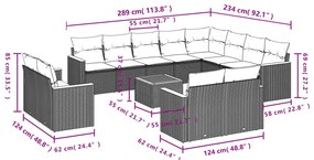 13 pcs conjunto de sofás p/ jardim com almofadões vime PE bege