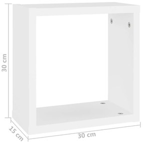 Prateleiras de parede em forma de cubo 4 pcs 30x15x30cm branco