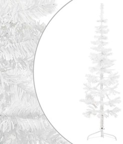 Meia árvore de Natal fina com suporte 180 cm branco