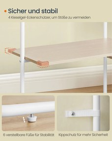 Guarda Roupa com 6 prateleiras 33,8 x 163,6 x 175,3 cm Branco + Bege