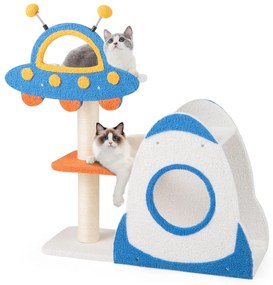 Arranhador de madeira de 165 cm com 4 áreas quentes para deitar, caverna para gatos e postes de sisal, árvore para gatos cinza