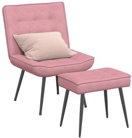 Cadeira de descanso com banco veludo rosa