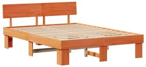 Estrutura da Cama com cabeceira Castanho-mel 140 x 200 cm