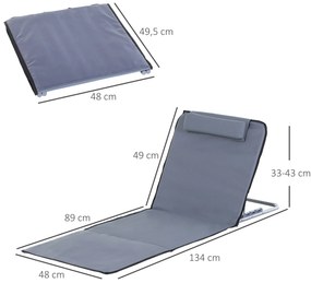 Conjunto de 2 esteiras de praia com encosto reclinável em 5 níveis, bo
