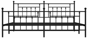 Estrutura de cama com cabeceira e pés 193x203 cm metal preto