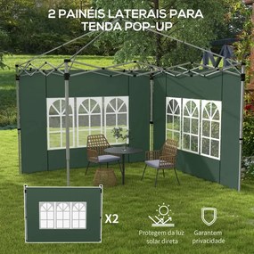 2 Paredes Laterais para Tenda de 3x3 / 3x4 m 295x195 cm (ESTRUTURA NÃO INCLUIDA) Parede de Substituição de Tecido Oxford para Tendas Dobráveis Verde