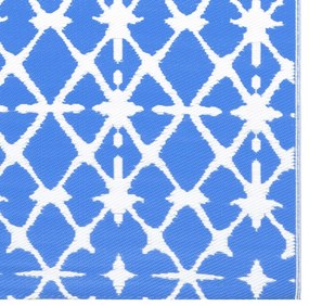 Tapete de exterior 80x150 cm ARAKIL PP azul e branco