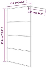 Divisória de chuveiro 115x195 cm vidro transparente ESG branco
