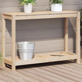 vidaXL Mesa de jardinagem com prateleira 108x35x75 cm pinho maciço