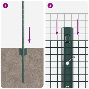 Cerca de Fio Soldado com 22 Postes U Verde 0.4x50 m Aço