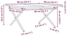 Mesa de centro estrutura em X 90x90x45,5 cm pinho/ferro fundido