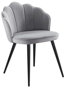 Cadeira Blume Veludo Pernas Pretas - Cinza claro
