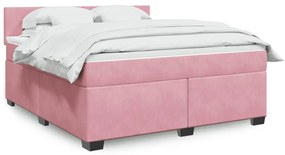 vidaXL Cama com molas/colchão 180x200 cm veludo rosa
