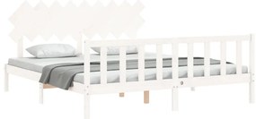 Estrutura cama Super King Size c/ cabeceira madeira branco