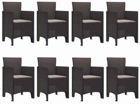 Conjunto de Jantar de Jardim 9 pcs Castanho 250 x 100 x 73 cm