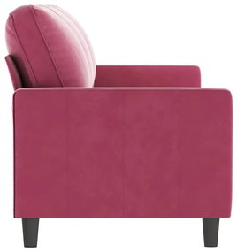 Sofá de 3 lugares veludo 180 cm vermelho tinto