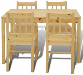 Conjunto de Jantar Leoni com 4 Cadeiras e 1 Mesa - Cor Natural - Desig