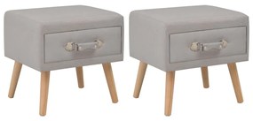 vidaXL Mesas-de-cabeceira 2 pcs 40x35x40 cm tecido cinzento