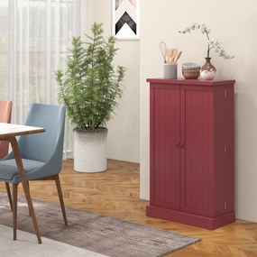 Armário de cozinha para despensa  60 x 30 x 104 cm com 2 portas, 5 prateleiras e 12 suportes para especiarias vermelho
