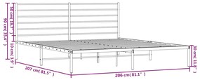 Estrutura de cama com cabeceira 200x200 cm metal preto