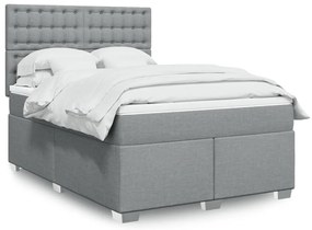 vidaXL Cama com molas/colchão 140x200 cm tecido cinzento-claro