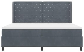 Cama Box Spring com Colchão e LED Cinza Escuro 200x200 cm Veludo