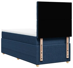 Cama com molas/colchão 90x190 cm tecido azul